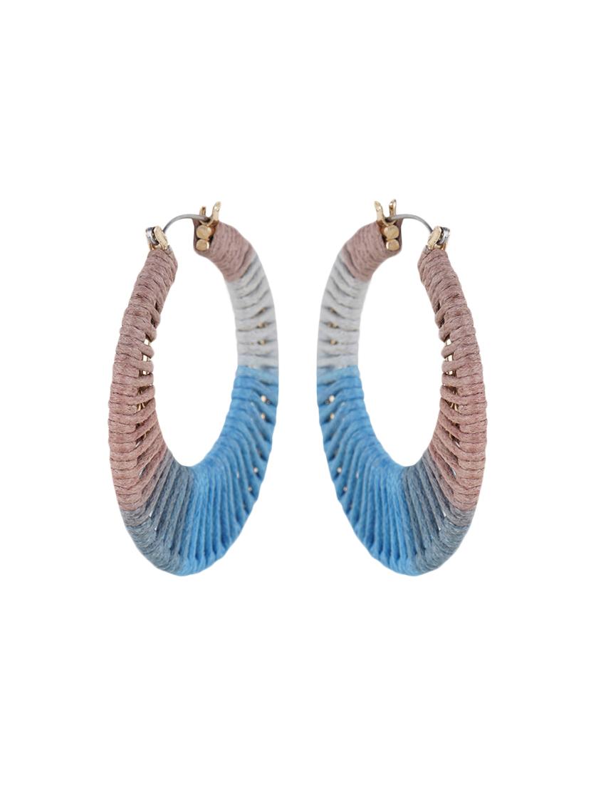 blue cotton handmade hoop earring - 17785464 - Zoom Image - 3