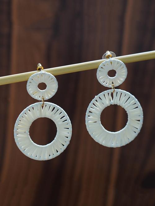 white cotton handmade drop earring - 17785466 - Standard Image - 1