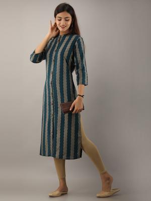 foil print straight kurta - 17785480 - Standard Image - 4