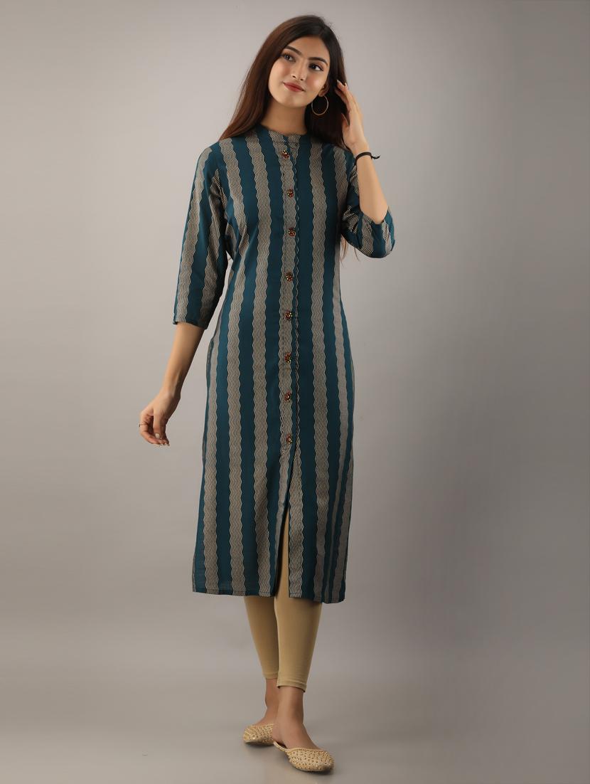 foil print straight kurta - 17785480 - Zoom Image - 1