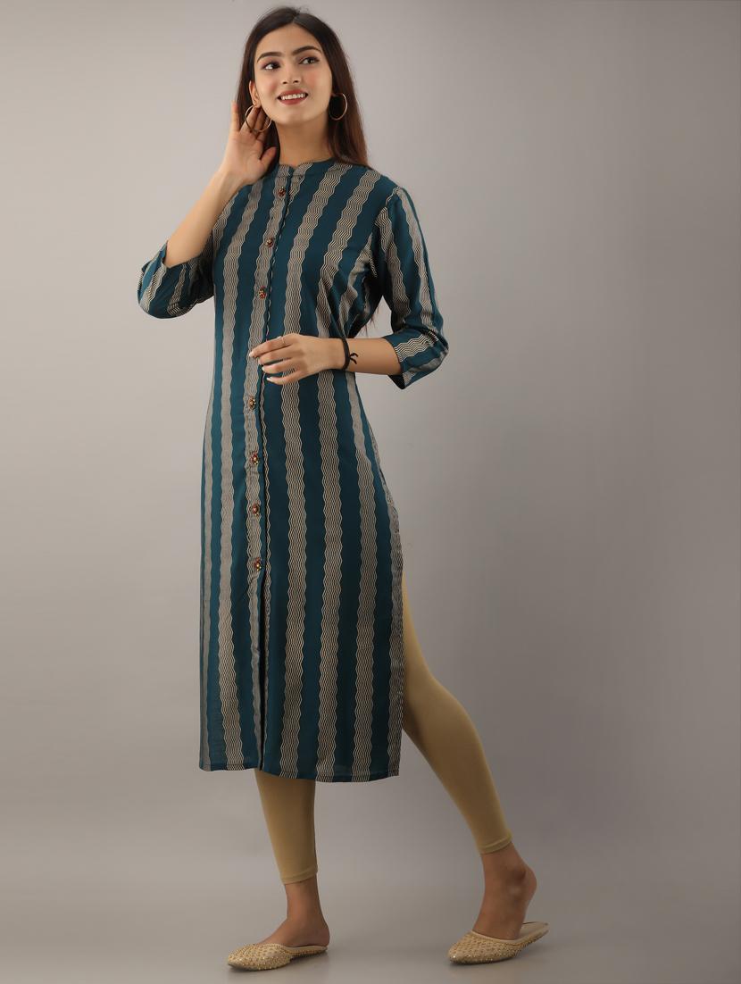 foil print straight kurta - 17785480 - Zoom Image - 2