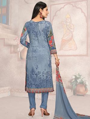 blue crepe churidaar suits unstitched suit - 17785604 - Standard Image - 2