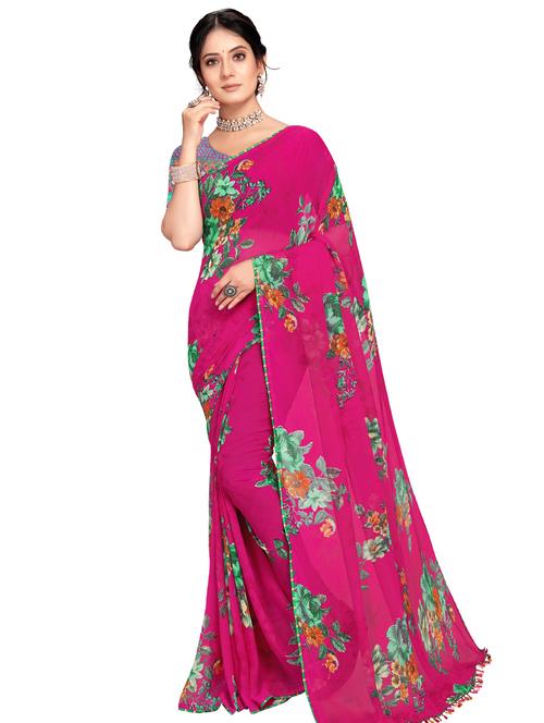 floral printed saree with blouse - 17785703 - Standard Image - 1