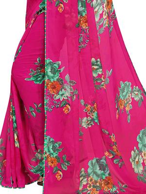 floral printed saree with blouse - 17785703 - Standard Image - 3
