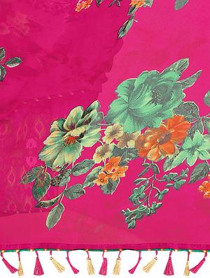 floral printed saree with blouse - 17785703 - Standard Image - 5