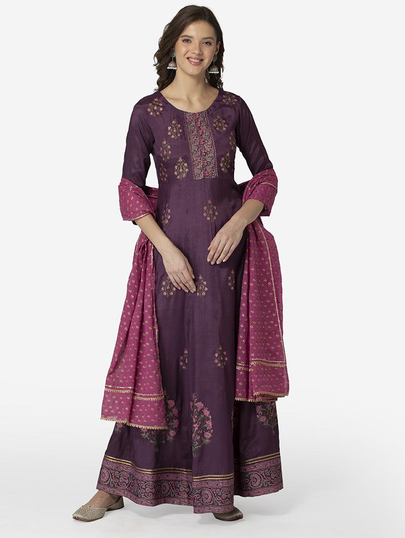 printed anarkali ethnic dress with printed dupatta - 17785979 - Zoom Image - 1