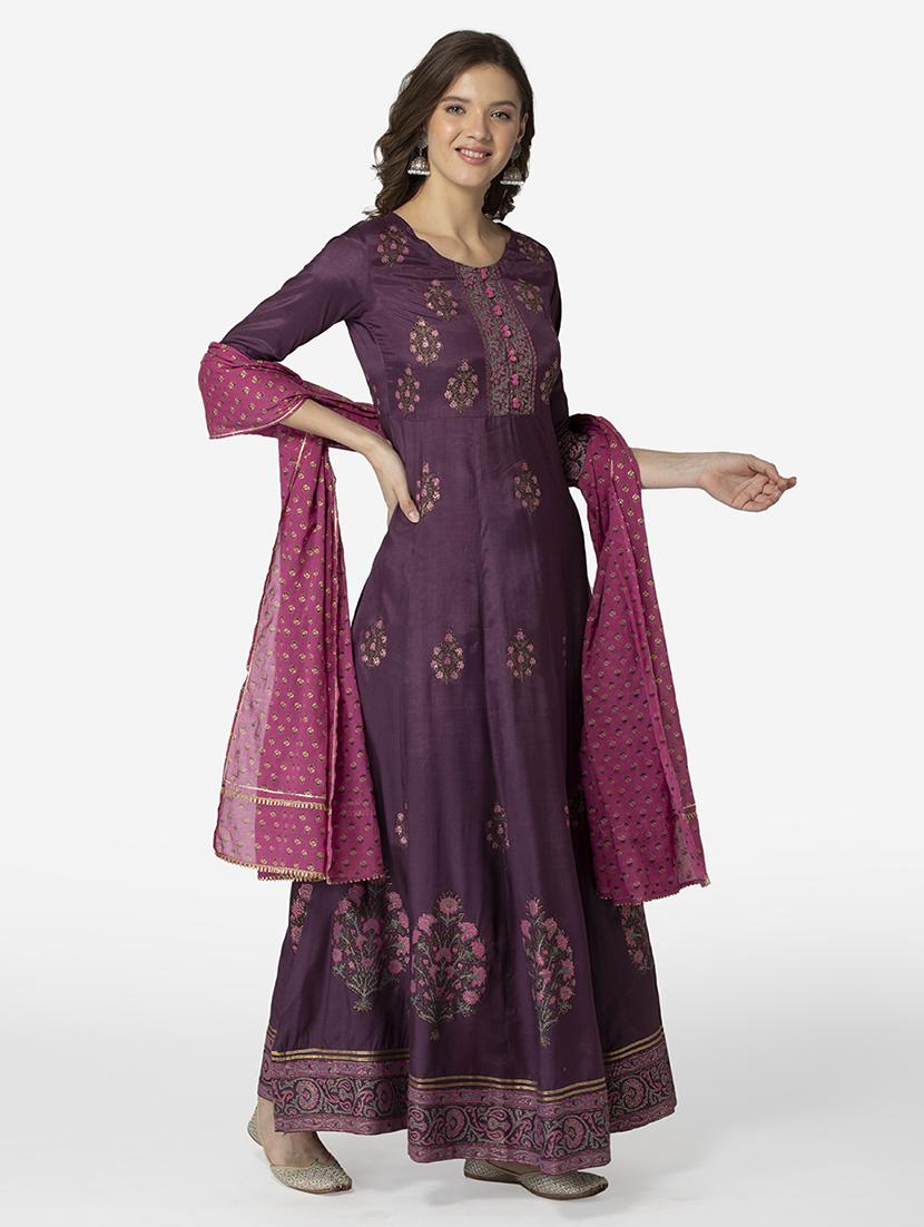printed anarkali ethnic dress with printed dupatta - 17785979 - Zoom Image - 2