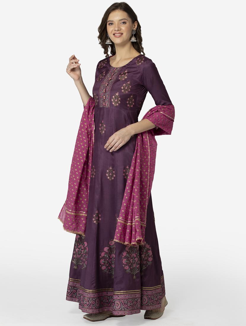 printed anarkali ethnic dress with printed dupatta - 17785979 - Zoom Image - 3