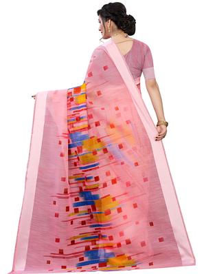 geometrical chanderi saree with blouse - 17786651 - Standard Image - 2