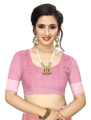 geometrical chanderi saree with blouse - 17786651 - Standard Image - 3