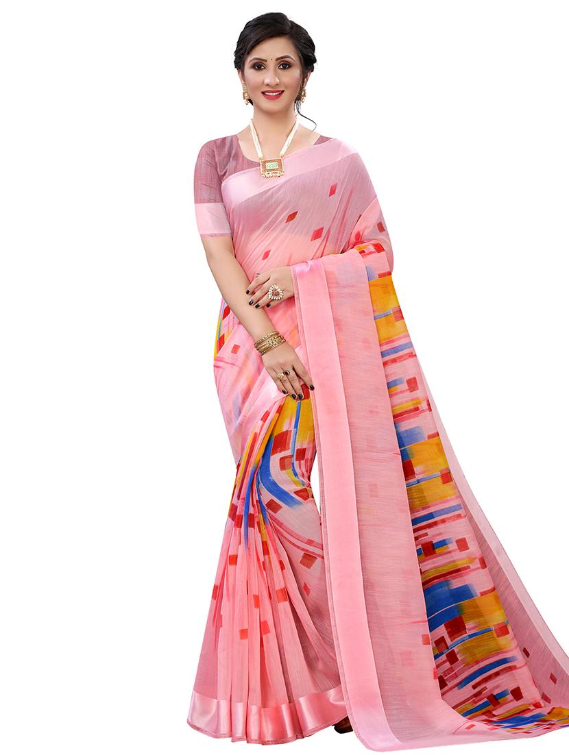 geometrical chanderi saree with blouse - 17786651 - Zoom Image - 1