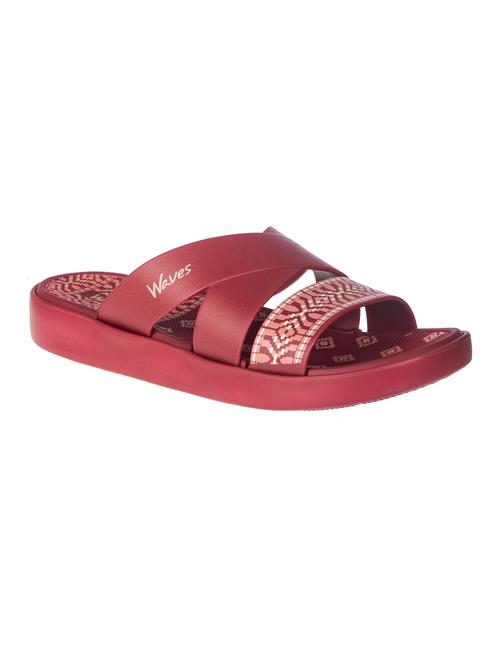 maroon pu slip on sandals - 17786853 - Standard Image - 1