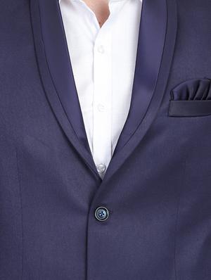 navy blue solid tuxedos suit - 17789954 - Standard Image - 6