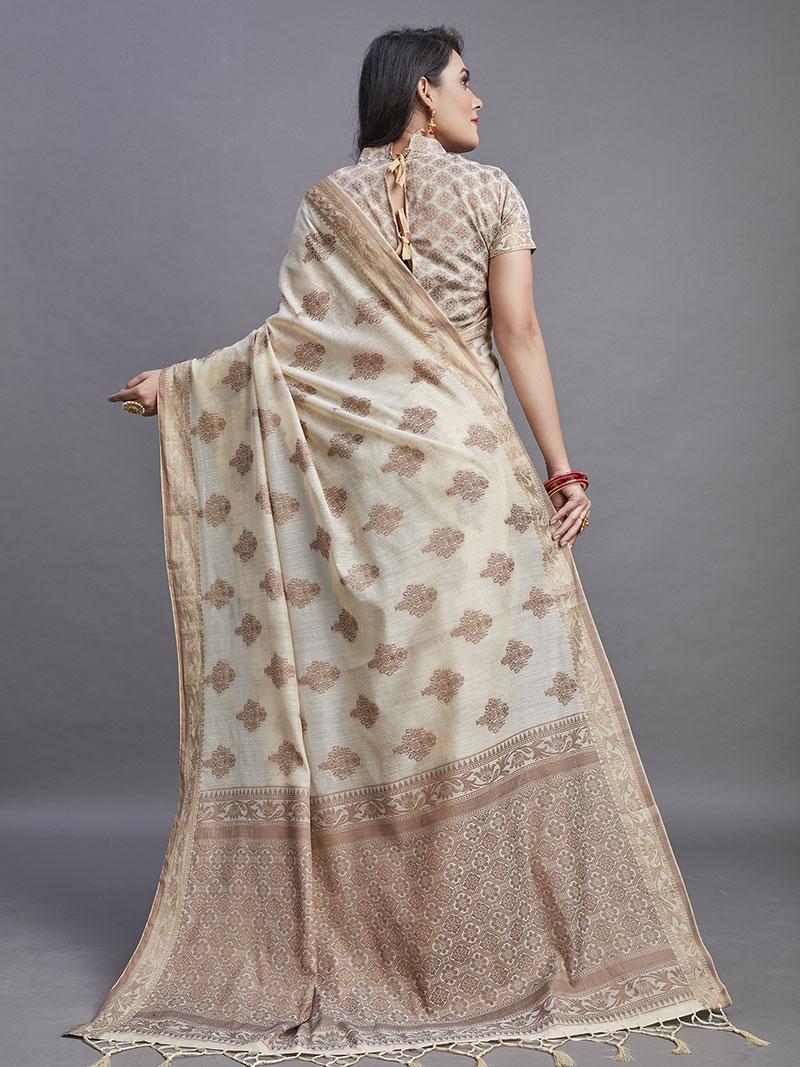 cream cotton daily wear saree - 17790072 - Zoom Image - 2