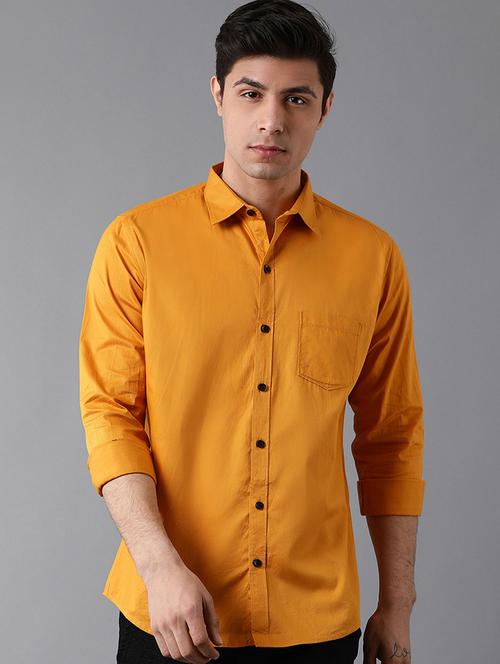 mustard solid casual shirt - 17790093 - Standard Image - 1