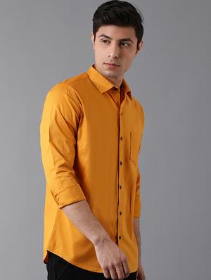 mustard solid casual shirt - 17790093 - Standard Image - 2
