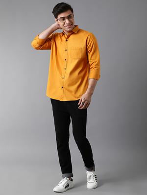 mustard solid casual shirt - 17790093 - Standard Image - 4