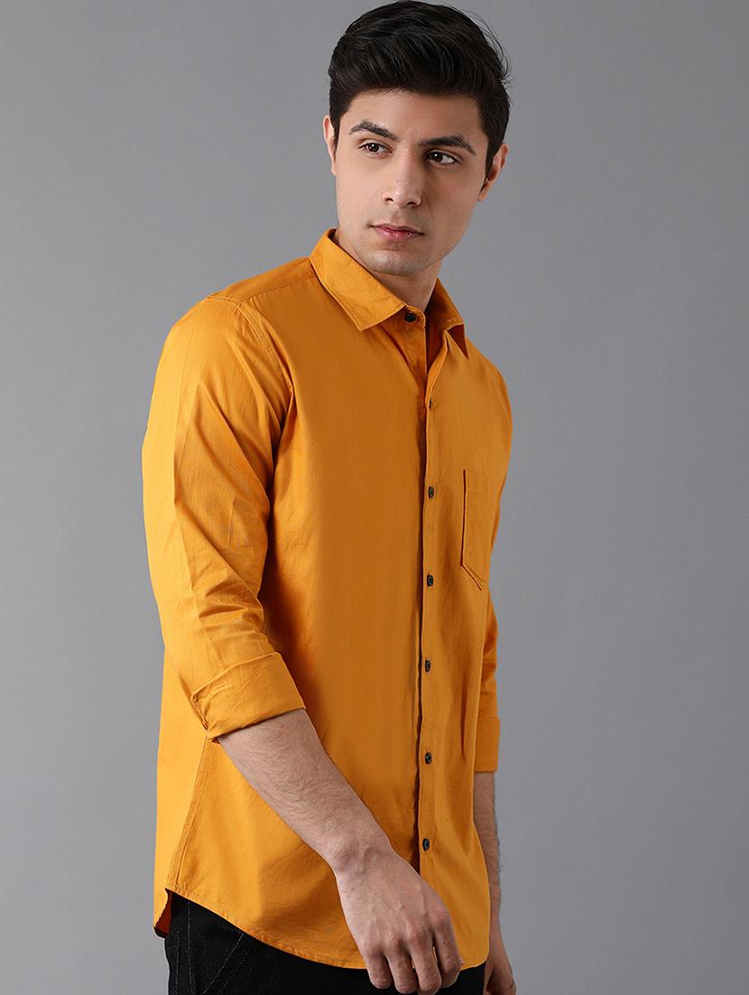 mustard solid casual shirt - 17790093 - Zoom Image - 2