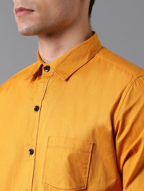 mustard solid casual shirt - 17790093 - Zoom Image - 5