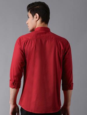 maroon solid casual shirt - 17790095 - Standard Image - 3
