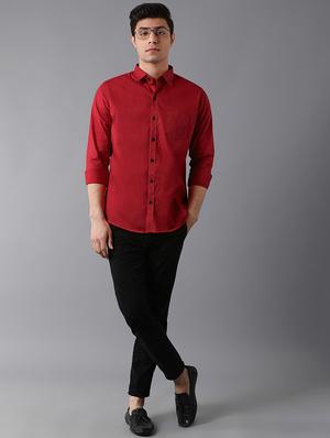 maroon solid casual shirt - 17790095 - Standard Image - 4