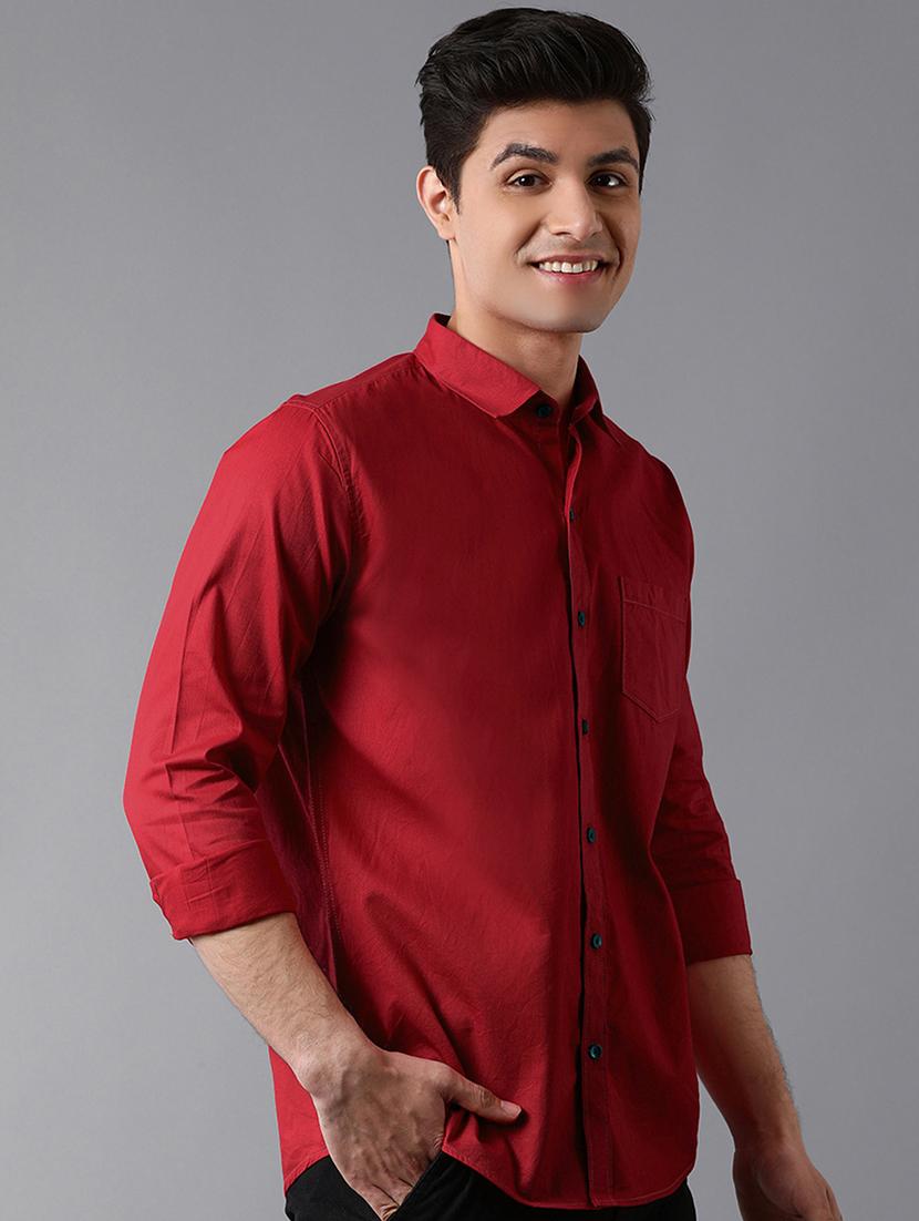 maroon solid casual shirt - 17790095 - Zoom Image - 1