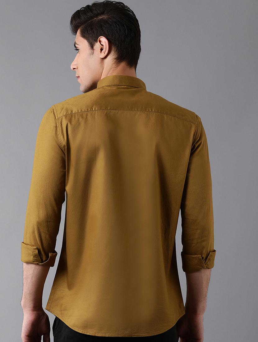 khaki solid casual shirt - 17790096 - Zoom Image - 3