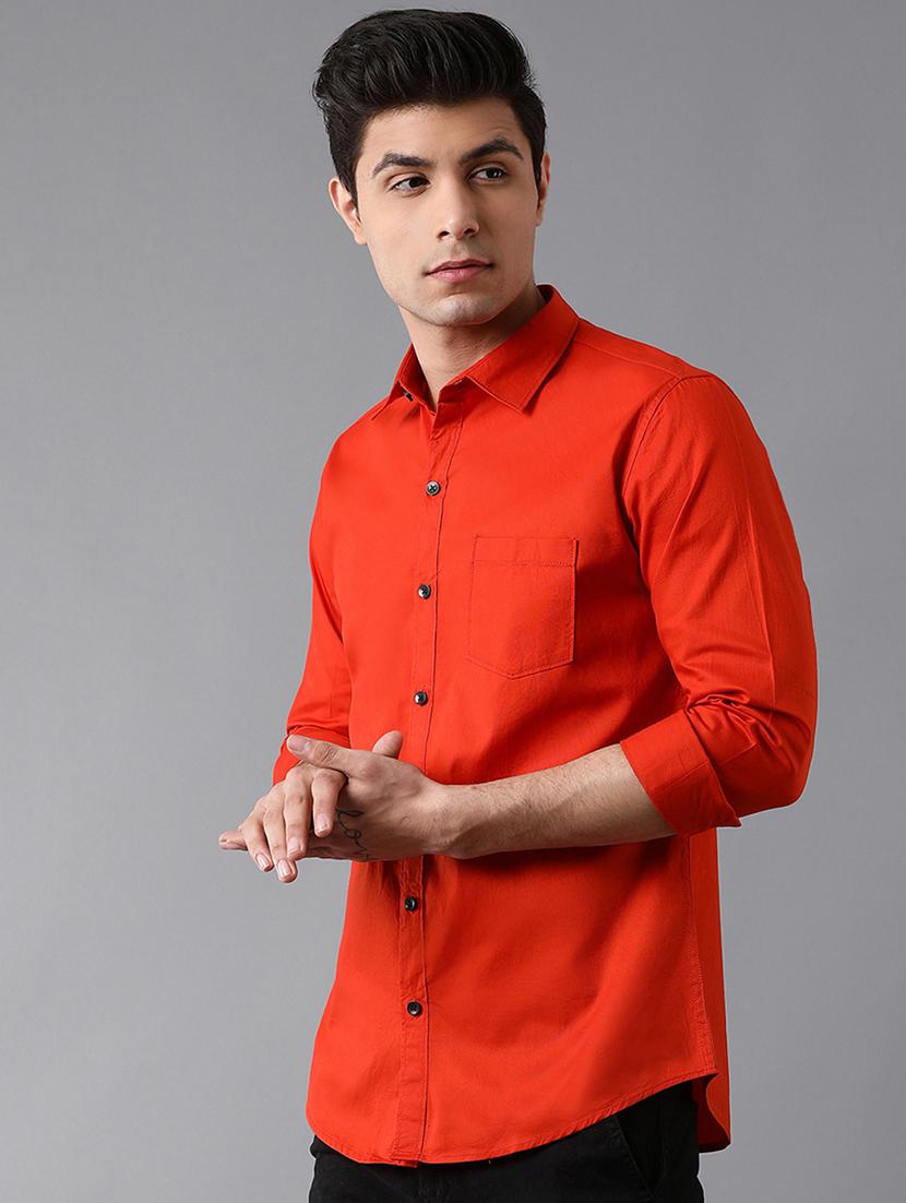orange solid casual shirt - 17790097 - Zoom Image - 2