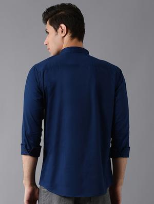 navy blue solid casual shirt - 17790099 - Standard Image - 3