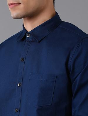 navy blue solid casual shirt - 17790099 - Standard Image - 4
