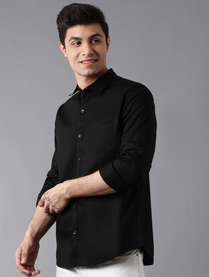 black solid casual shirt - 17790102 - Standard Image - 2