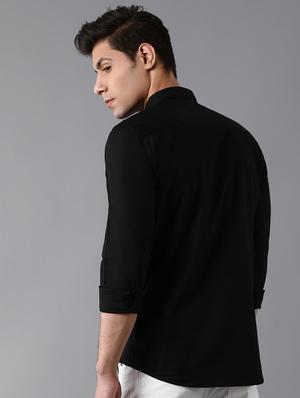 black solid casual shirt - 17790102 - Standard Image - 3