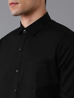 black solid casual shirt - 17790102 - Standard Image - 4