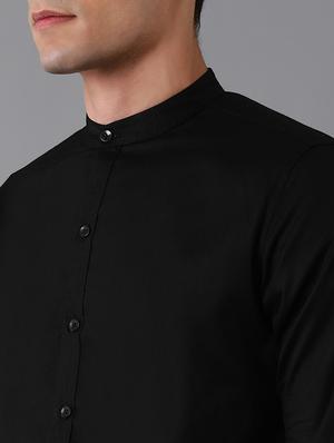 black solid casual shirt - 17790107 - Standard Image - 5