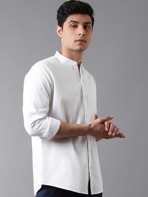 white solid casual shirt - 17790108 - Standard Image - 2