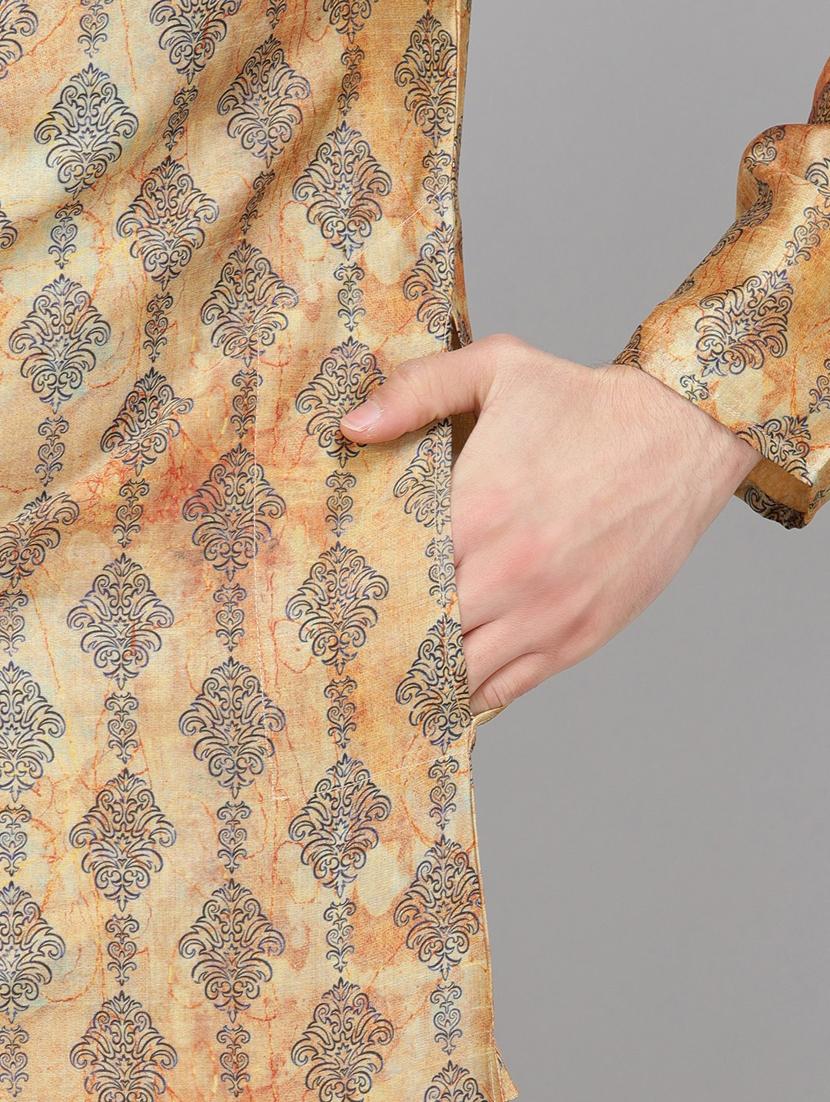yellow printed silk blend kurta pyjama set - 17790451 - Zoom Image - 5
