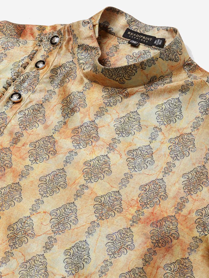 yellow printed silk blend kurta pyjama set - 17790451 - Zoom Image - 6