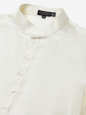 off white solid kurta pyjama set with olive printed nehru jacket - 17790469 - Standard Image - 6