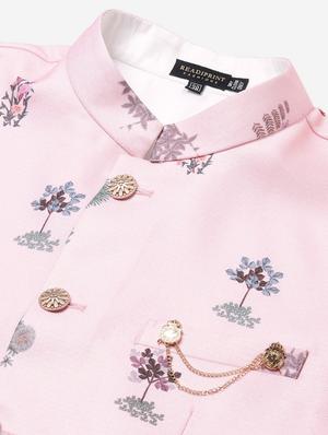 pink printed kurta pyjama set with printed nehru jacket - 17790485 - Standard Image - 4