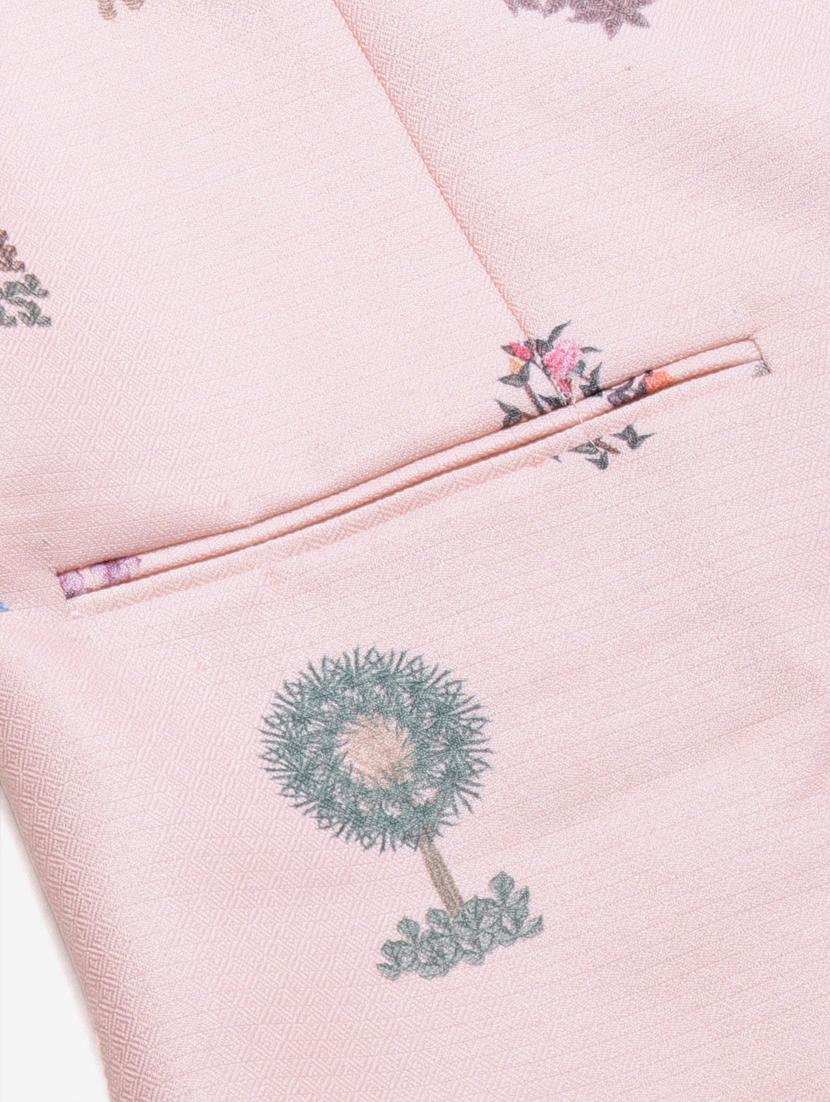 pink printed kurta pyjama set with printed nehru jacket - 17790485 - Zoom Image - 5