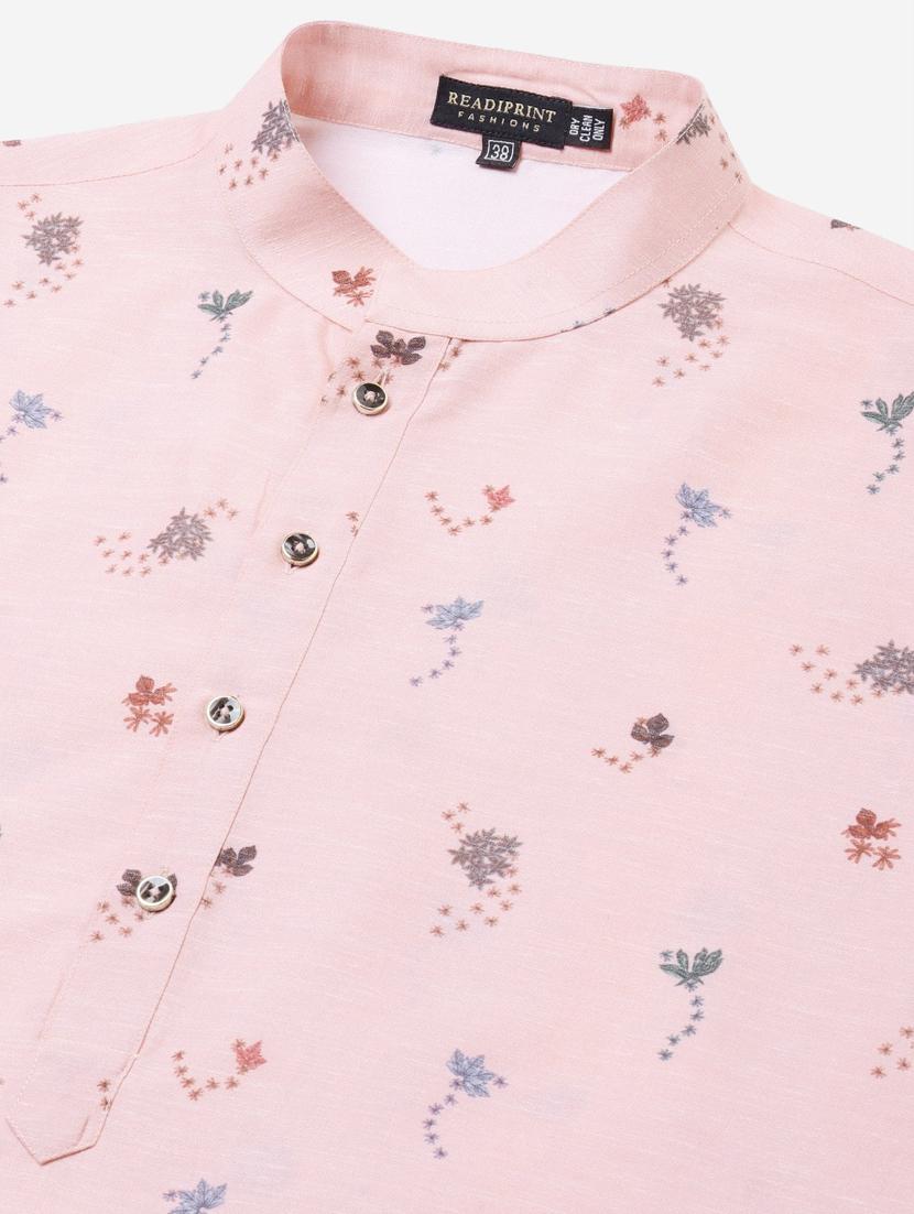 pink printed kurta pyjama set with printed nehru jacket - 17790485 - Zoom Image - 6