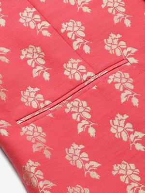 pink solid kurta pyjama set with jacquard nehru jacket - 17790491 - Standard Image - 5