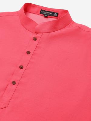 pink solid kurta pyjama set with jacquard nehru jacket - 17790491 - Standard Image - 6
