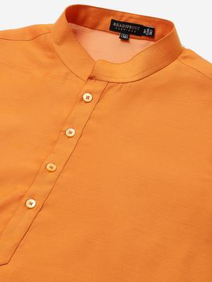 orange solid kurta pyjama set with jacquard nehru jacket - 17790494 - Standard Image - 5