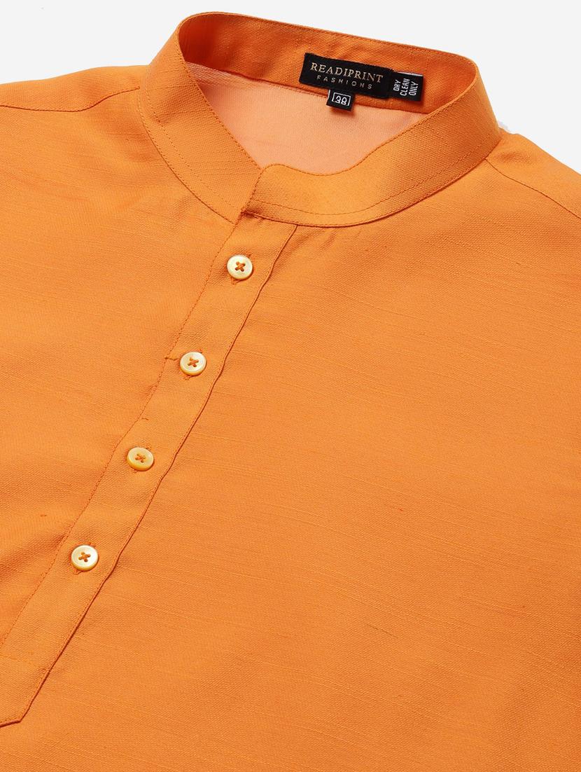 orange solid kurta pyjama set with jacquard nehru jacket - 17790494 - Zoom Image - 5