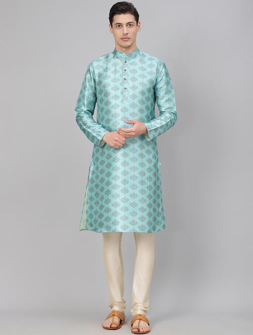 blue printed kurta pyjama set - 17790505 - Very Small Image - 1