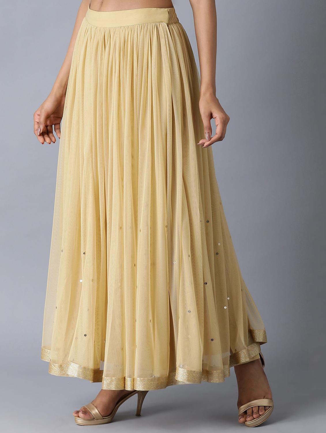 gold flared skirt - 17791062 - Zoom Image - 2