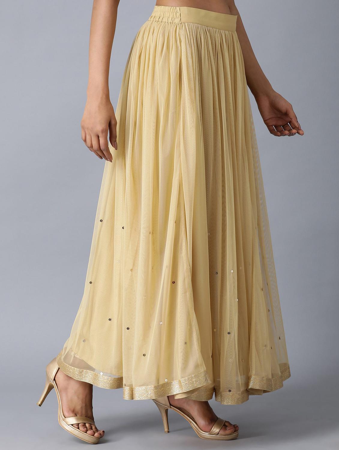 gold flared skirt - 17791062 - Zoom Image - 3