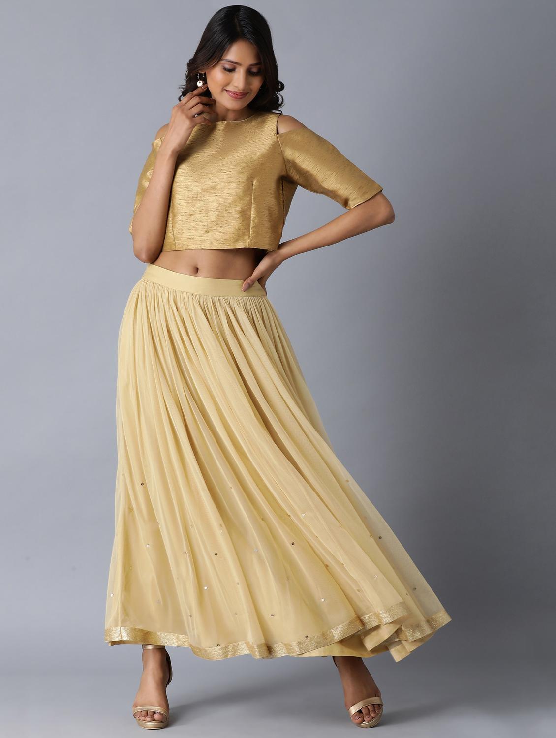 gold flared skirt - 17791062 - Zoom Image - 5