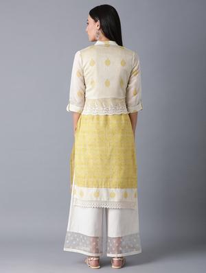 printed straight kurta with jacket - 17791126 - Standard Image - 3